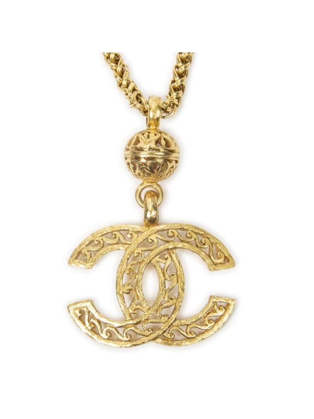 ★SOLD★ Chanel CC Logo Pendant Necklace Gold Plated - Picture 2 of 4